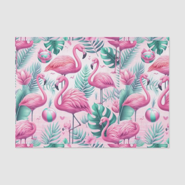 Rosa Flamingo tropisches Design Seidenpapier (Vorderseite)