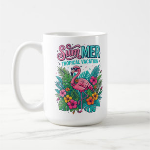 Rosa Flamingo Tropisches Floral - Sommerurlaub Kaffeetasse