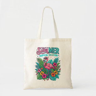 Rosa Flamingo Tropisches Floral - Sommerurlaub Tragetasche