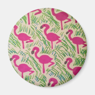 Rosa Flamingo-tropisches Muster Magnet