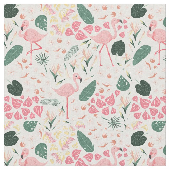 Rosa Flamingo tropisches Muster Stoff (Nahaufnahme)