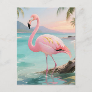 Rosa Flamingo Tropisches Paradies Postkarte