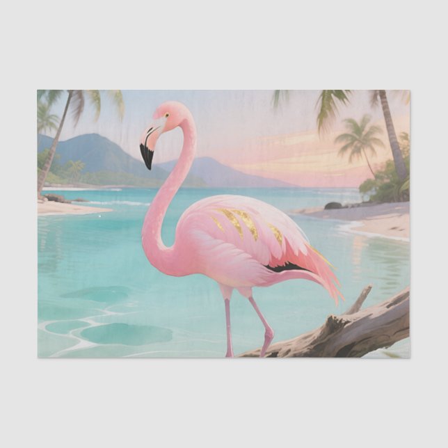 Rosa Flamingo Tropisches Paradies Seidenpapier (Vorderseite)