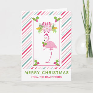 Rosa Flamingo Tropisches Weihnachten Karte