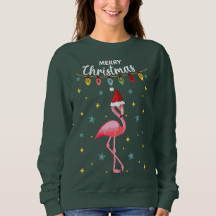Rosa Flamingo-Tropisches Weihnachten Sweatshirt