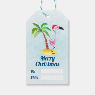Rosa Flamingo Tropisches Weihnachten Whimsical Geschenkanhänger