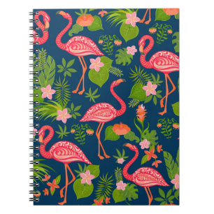 Rosa Flamingo: Türkis gestreift Vintage Notizblock