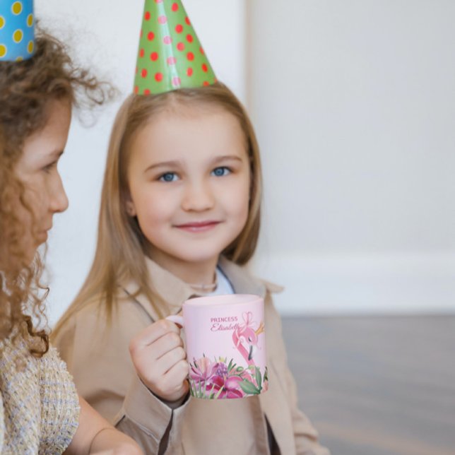 Rosa Flamingo und Blume Kaffeetasse (Von Creator hochgeladen)