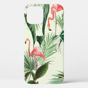 Rosa Flamingo und exotische Blume, Blätter aus Pal Case-Mate iPhone Hülle