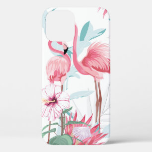 Rosa Flamingo und exotische Blume, Blätter aus Pal Case-Mate iPhone Hülle