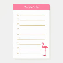 Rosa Flamingo und Kalligraphie auf weißer Seite