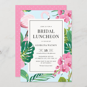 Rosa Flamingo und Orchids Tropical Bridal Luncheon Einladung