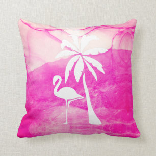 Rosa Flamingo und Palm Kissen