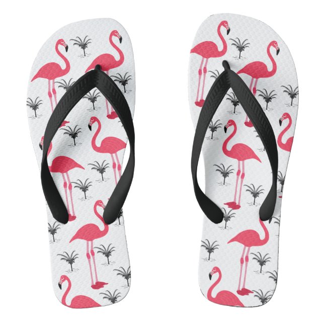 Rosa Flamingo und Palmenbaum Flip Flops (Fußbett)