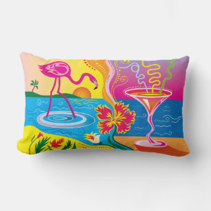 Rosa Flamingo und Sommercocktail Lendenkissen