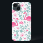 Rosa Flamingo und tropische Blume G7 iPhone 13 Hülle<br><div class="desc">Rosa Flamingos und tropische Blume und Blätter nahtlos Muster G7</div>
