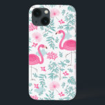 Rosa Flamingo und tropische Blume G7 iPhone 13 Hülle<br><div class="desc">Rosa Flamingos und tropische Blume und Blätter nahtlos Muster G7</div>