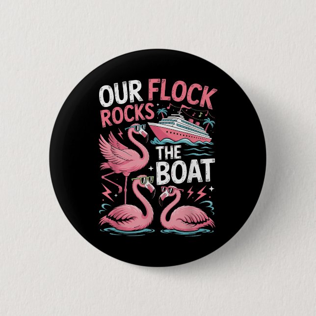 Rosa Flamingo Unsere Herde schaukelt das Boot Urla Button (Vorderseite)