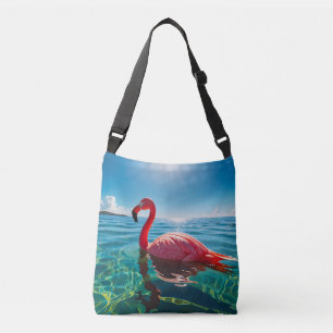 Rosa Flamingo unter dem Himmel Tragetaschen Mit Langen Trägern