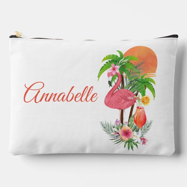 Rosa Flamingo Urlaub große Accessoires Beutel (Vorderseite)