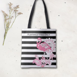 Rosa Flamingo-Vibes Only Schwarz-Weiß-Gestreift