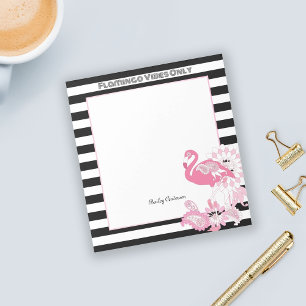 Rosa Flamingo-Vibes Only Schwarz-Weiß-Gestreift Notizblock