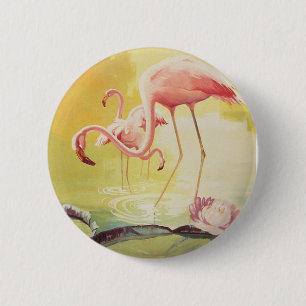 Rosa Flamingo Vintage Poster für Brazil-Taste Button