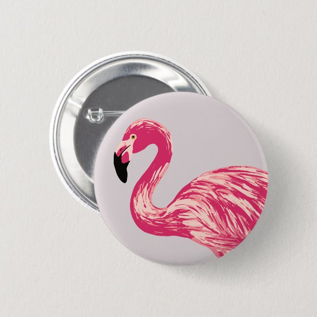 Rosa Flamingo-Vogel-Illustrations-Knopf Button (Vorne & Hinten)