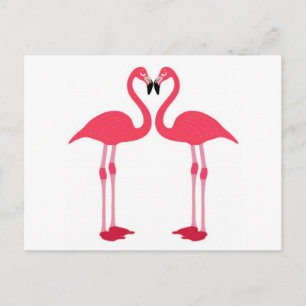 Rosa Flamingo-Vögel-Liebe-Herz Postkarte