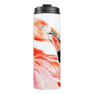 Rosa Flamingo-Vogelprofilporträt, erstaunliche Sch Thermosbecher