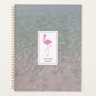 Rosa Flamingo Wasser Personalisiert Planer