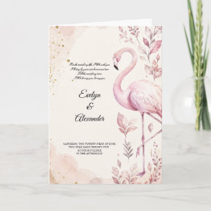 Rosa Flamingo-Wasserfarbe-Goldene Hochzeit Karte