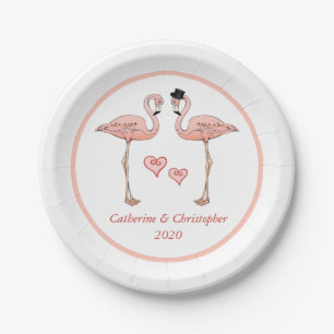 Rosa Flamingo Wedding Bridge Groom Herzenslust Pappteller