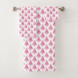 Rosa Flamingo Weihnachtsbaum Muster Badhandtuch Set