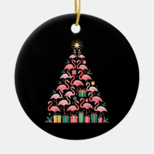 Rosa Flamingo-Weihnachtsbaum Süß Xmas Urlaub Keramik Ornament