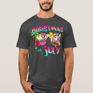 Rosa Flamingo Weihnachtsmannhut Weihnachten im Jul T-Shirt
