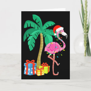 Rosa Flamingo Weihnachtspalme Tropisches Weihnacht Karte