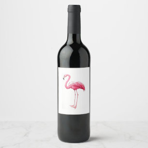 Rosa Flamingo Weinetikett