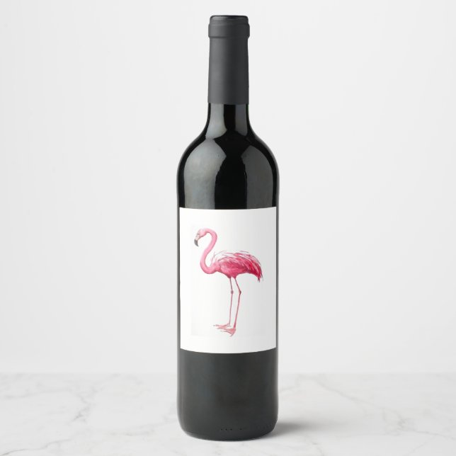 Rosa Flamingo Weinetikett (Vorderseite)