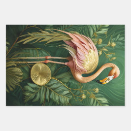 Rosa Flamingoes mit feiner Küche, Coconut Grove Geschenkpapier Set