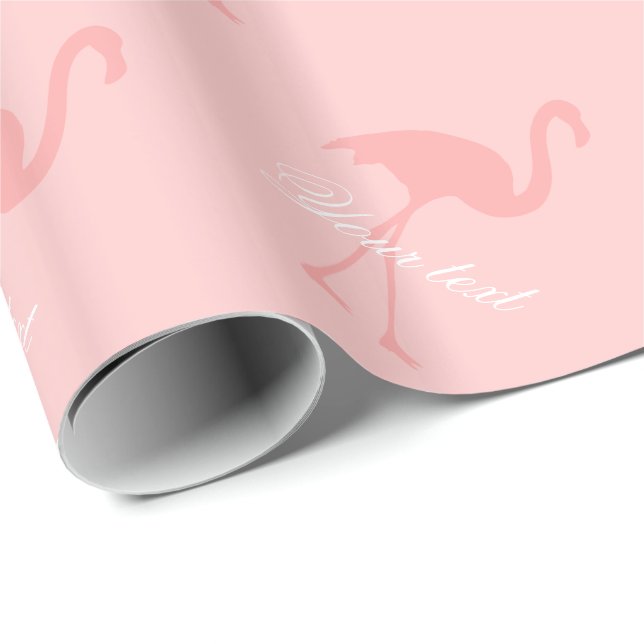 Rosa Flamingopapier | Personalisierter Text Geschenkpapier (Rolleneckpunkt)