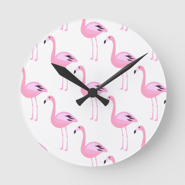 Rosa Flamingos 2 Runde Wanduhr (Vorderseite)
