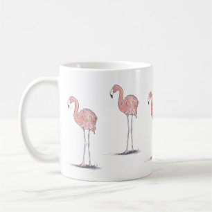 Rosa Flamingos-Aquarell zeichnend Kaffeetasse