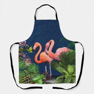 Rosa Flamingos auf klassisch blau & grün All-Over- Schürze