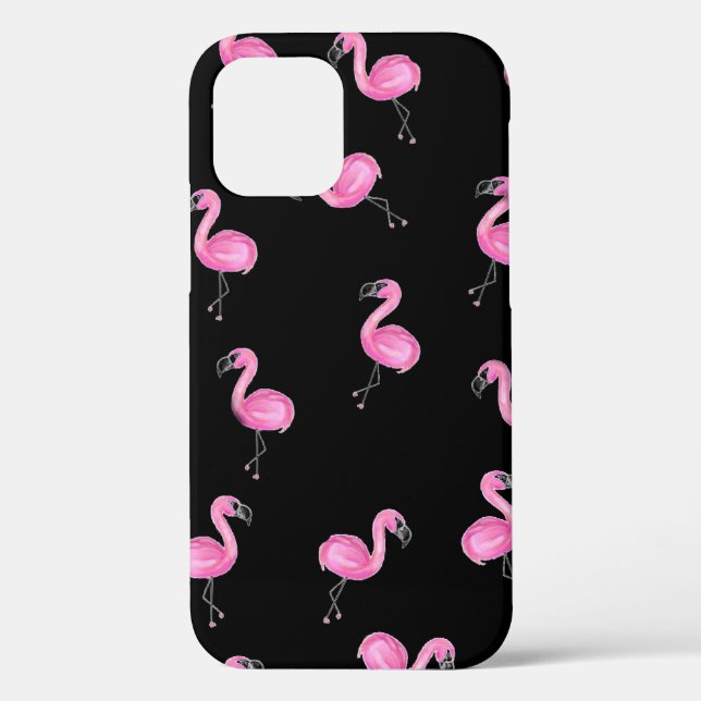 Rosa Flamingos auf schwarz Case-Mate iPhone Hülle (Rückseite)