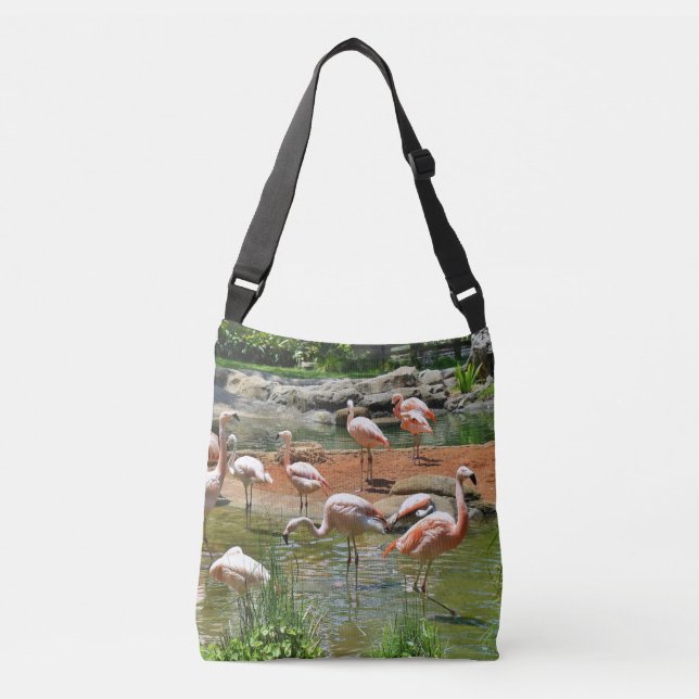 Rosa Flamingos-Crossbody-Bag Tragetaschen Mit Langen Trägern (Vorderseite)