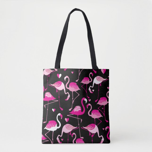 Rosa Flamingos, dunkles, nahtloses Muster. (Vorderseite)
