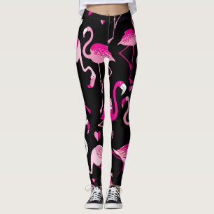 Rosa Flamingos, dunkles, nahtloses Muster. Leggings