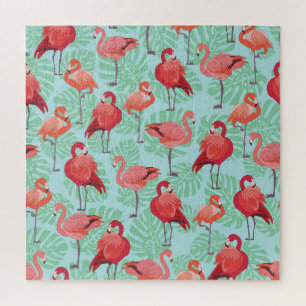 Rosa Flamingos: Exotisches Nahtloses Muster. Puzzle