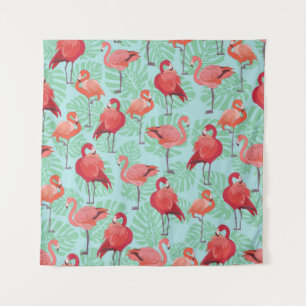 Rosa Flamingos: Exotisches Nahtloses Muster. Wandteppich